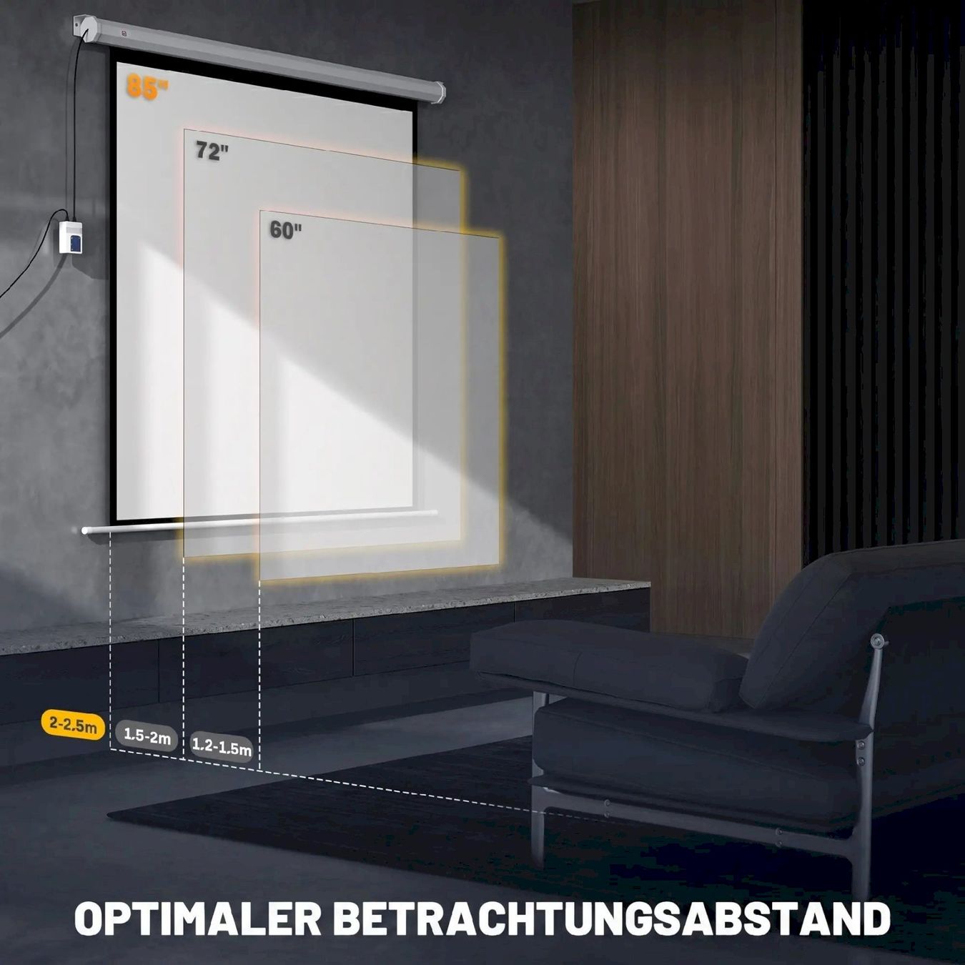 Heimkino: HOMCOM Beamer Leinwand 85” 152x152cm – Neu und originalverpackt aus Bottighofen von zaap 5