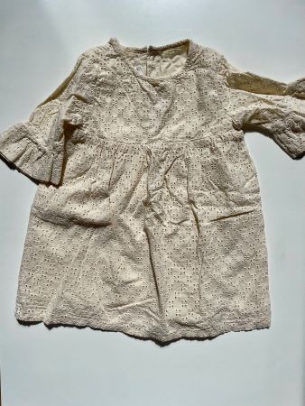Kleid mit Lochstickerei, Bio-Baumwolle rohweiss, Gr.86