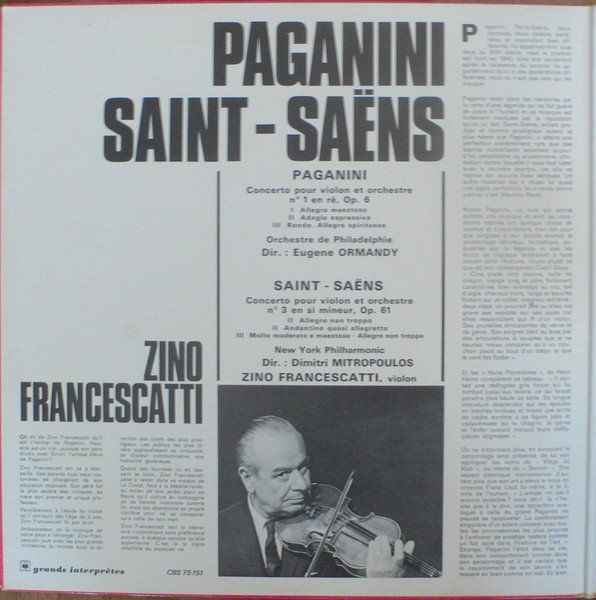 Dischi in vinile: Paganini/Saint-Saens/Francescatti/Ormandy/Mitropoulos LP – Nuovo (secondo la descrizione) da Steinhausen venduto da Vilivinili 1