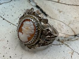 Vintage Ring in Silber mit Gemme, Gr.55