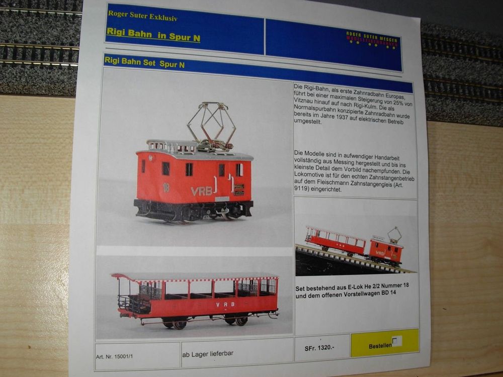 Modelleisenbahnen: N: Vitznau-Rigi-Bahn von Hochstrasser-Exklusiv – Neu und originalverpackt aus Oberrieden von Hobbyschiff 2