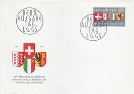 1965 432 Wallis Genf + Neuenburg 150 Jahre Eidgenossenschaft