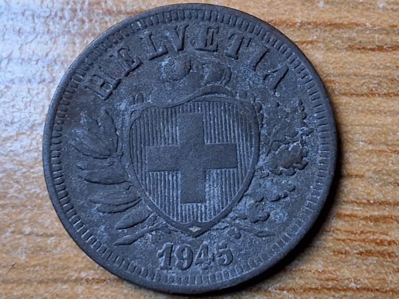 Tutti le monete: 2 Rappen 1945 - Zink! – Usato da Münchenstein venduto da purbach1