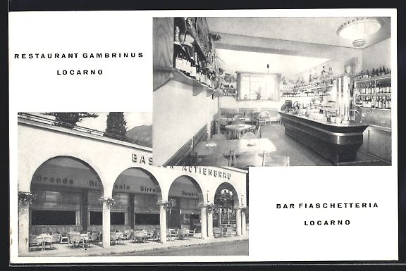 Ansichtskarten: Locarno, Restaurant Gambrinus, Bar Fiasc – Gebraucht aus Berlin von bartko-reher