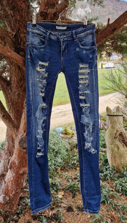 Hose Skinny Jeans/Spitze/Risse, speziell,Miss Anna,Gr.S
