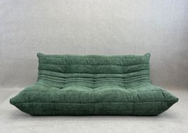 3er Sofa Togo, neu bezogen mit grünem Stoff
