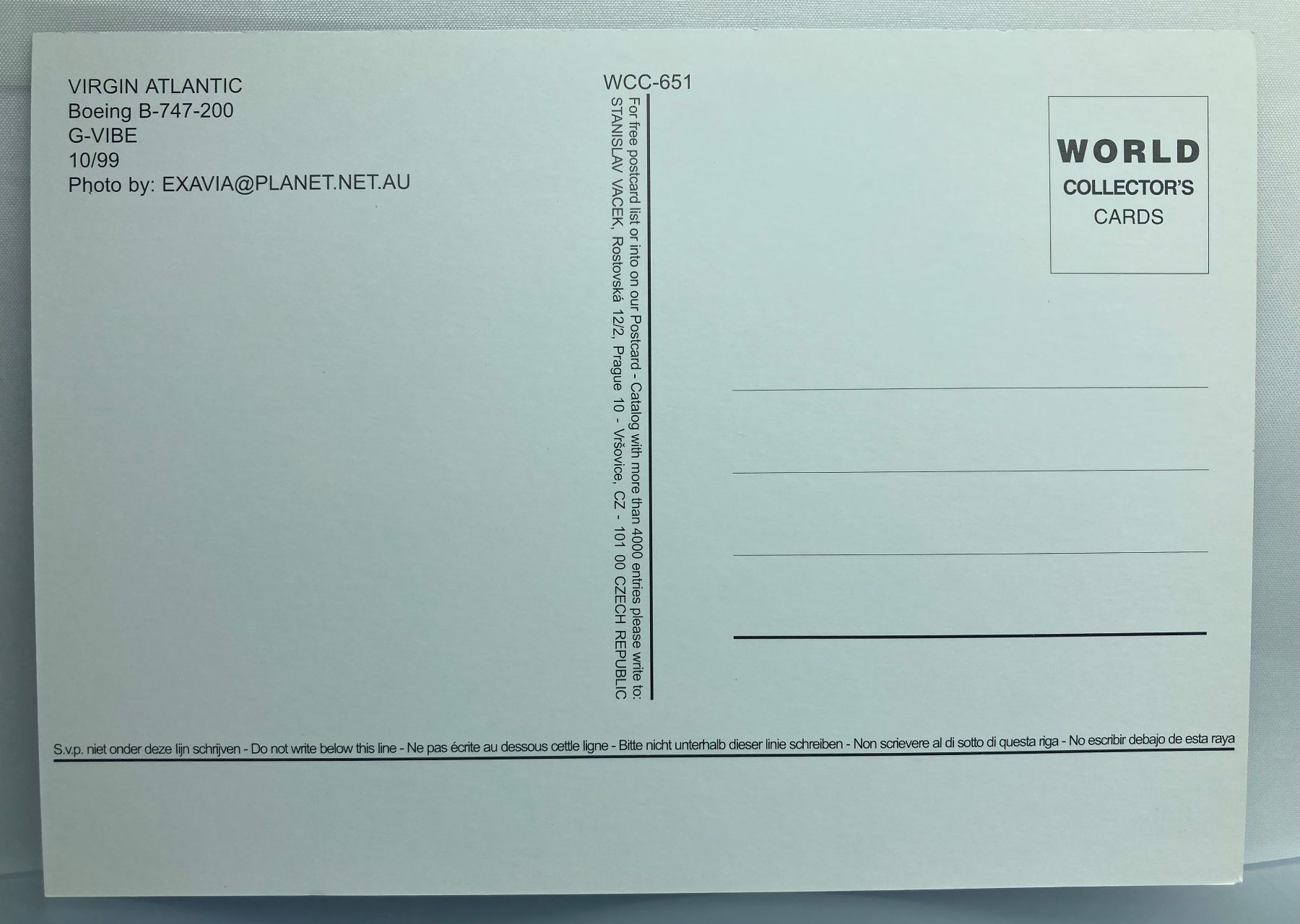 Cartoline postali: Postcard Boeing 747-200 Virgin Atlantic – Usato da Lugano venduto da sel_x7bg 1