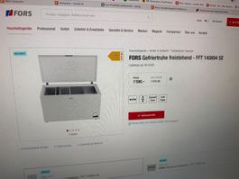 Neue Gefriertruhe Fors FFT140894 se140cm x 78cm x 89cm 400L