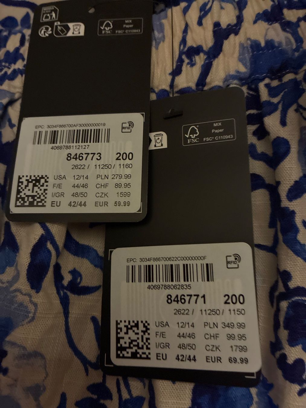Ulla Popken Pantaloni: Ulla Popken Hose/Bluse blau/weiss gemustert, Grösse XL, neu – Nuovo e nell'imballaggio originale da Reinach BL venduto da santrian 9