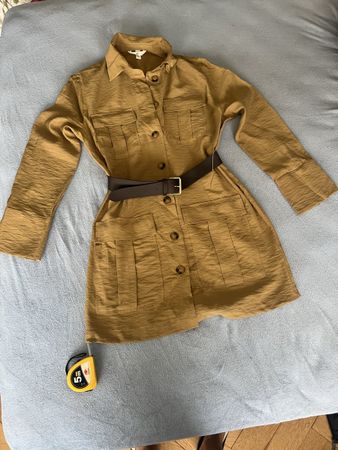 H&M Kleid, Hemdblusenstil, Khaki, Gr. S