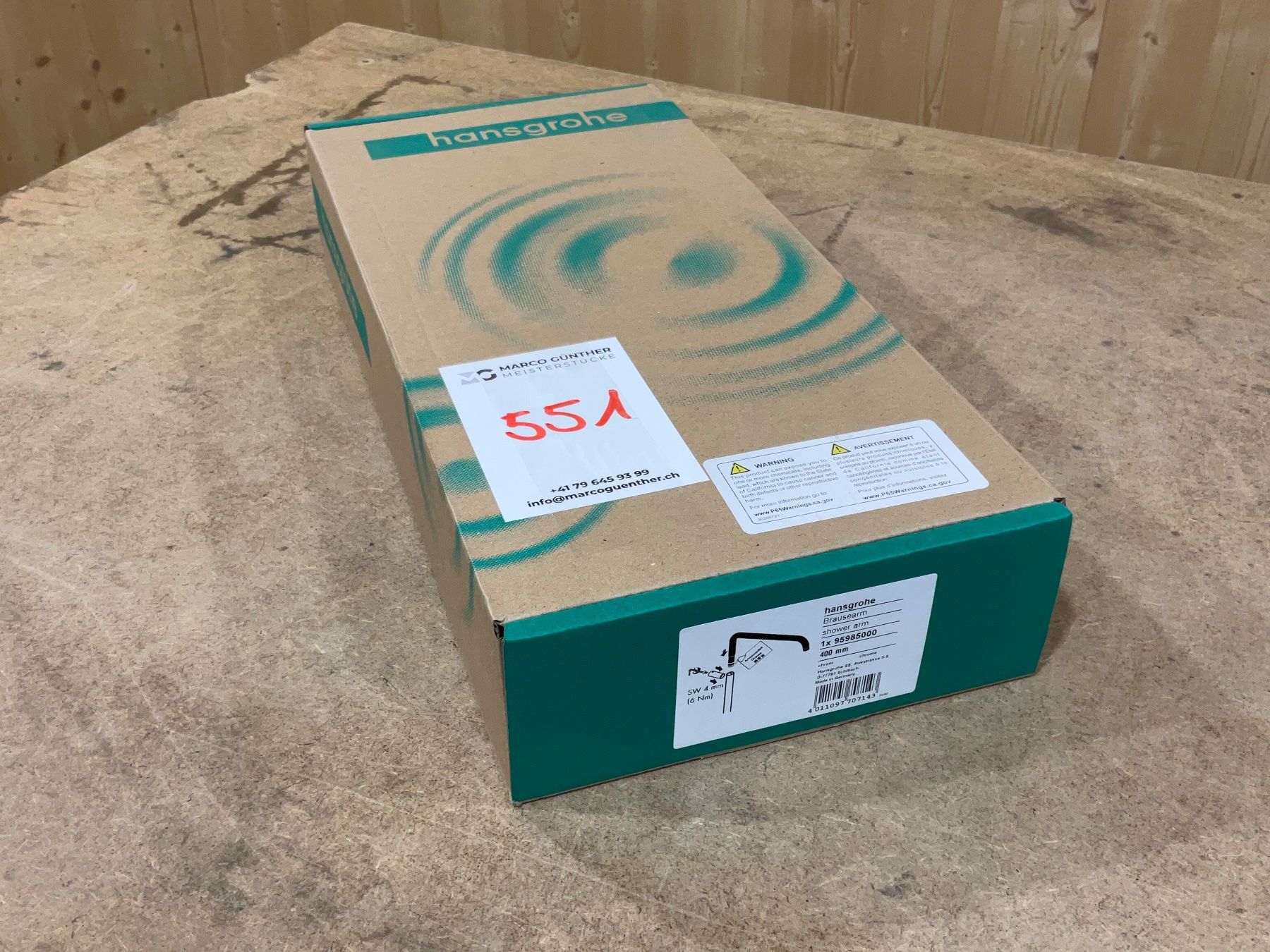Hansgrohe Duschbrausen: 551 Hansgrohe Brausearm 95985000 – Neu und originalverpackt aus Derendingen von Meisterstuecke 8