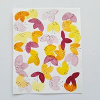 Aquarell Bild Original - Blumen bunt - 19 x 24cm