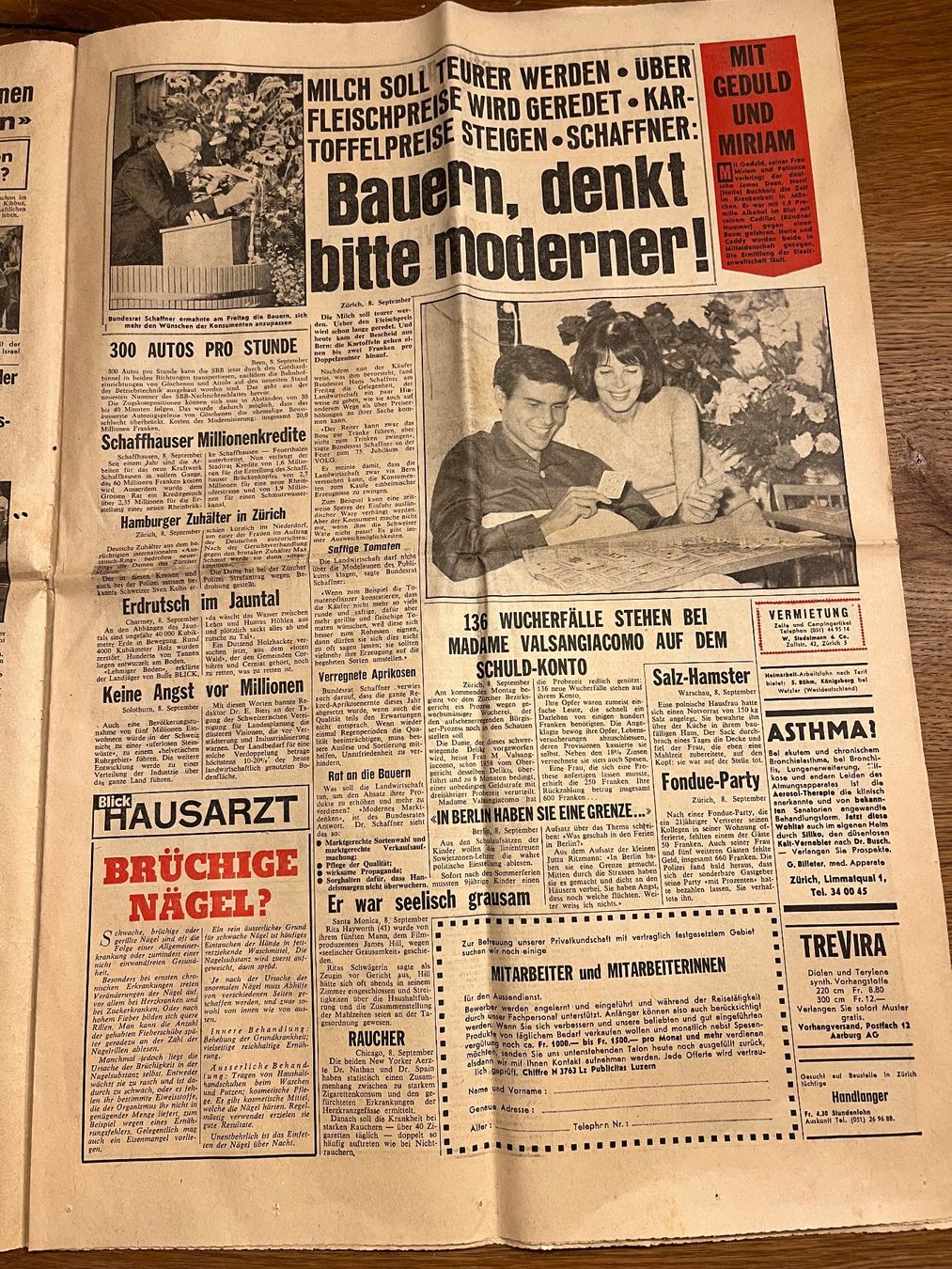 Riviste & Magazine: Blick Tageszeitung 9. September 1961 – Usato da Spiez venduto da _silvio_99 2