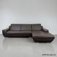 Ponsel Ecksofa Schokoladenbraun aus echtem Nubukleder