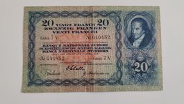 20 Franken 1935, Serie 7V, Banknote Schweiz (LP2)