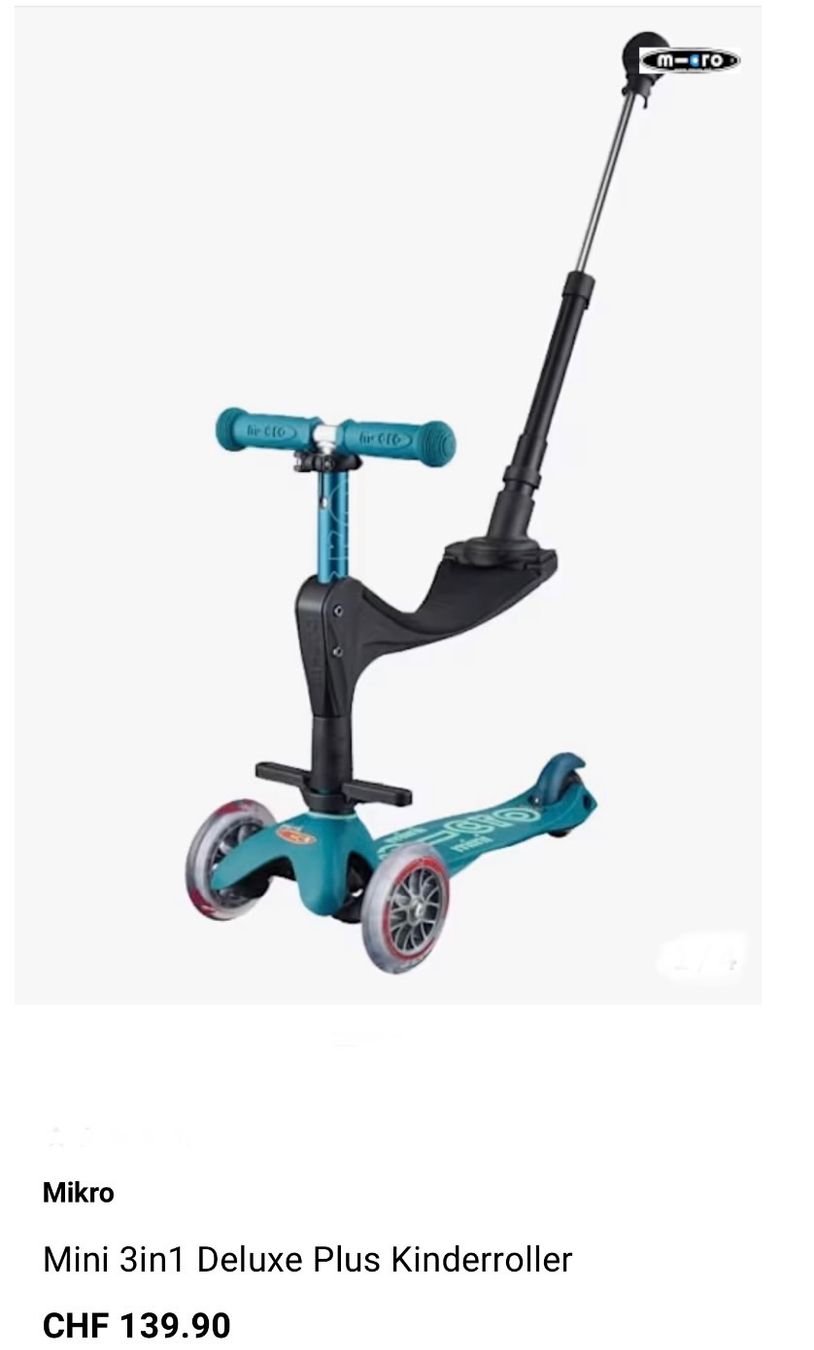 Micro Fahrzeuge für Kinder: KINDERROLLER Mini 3in1 Deluxe Plus 1-5j /NP140CHF – Neu (gemäss Beschreibung) aus Kölliken von Prscoo