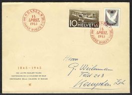 1945, W22+, Blockausschnitt Basel auf illlustr. FDC (15854)
