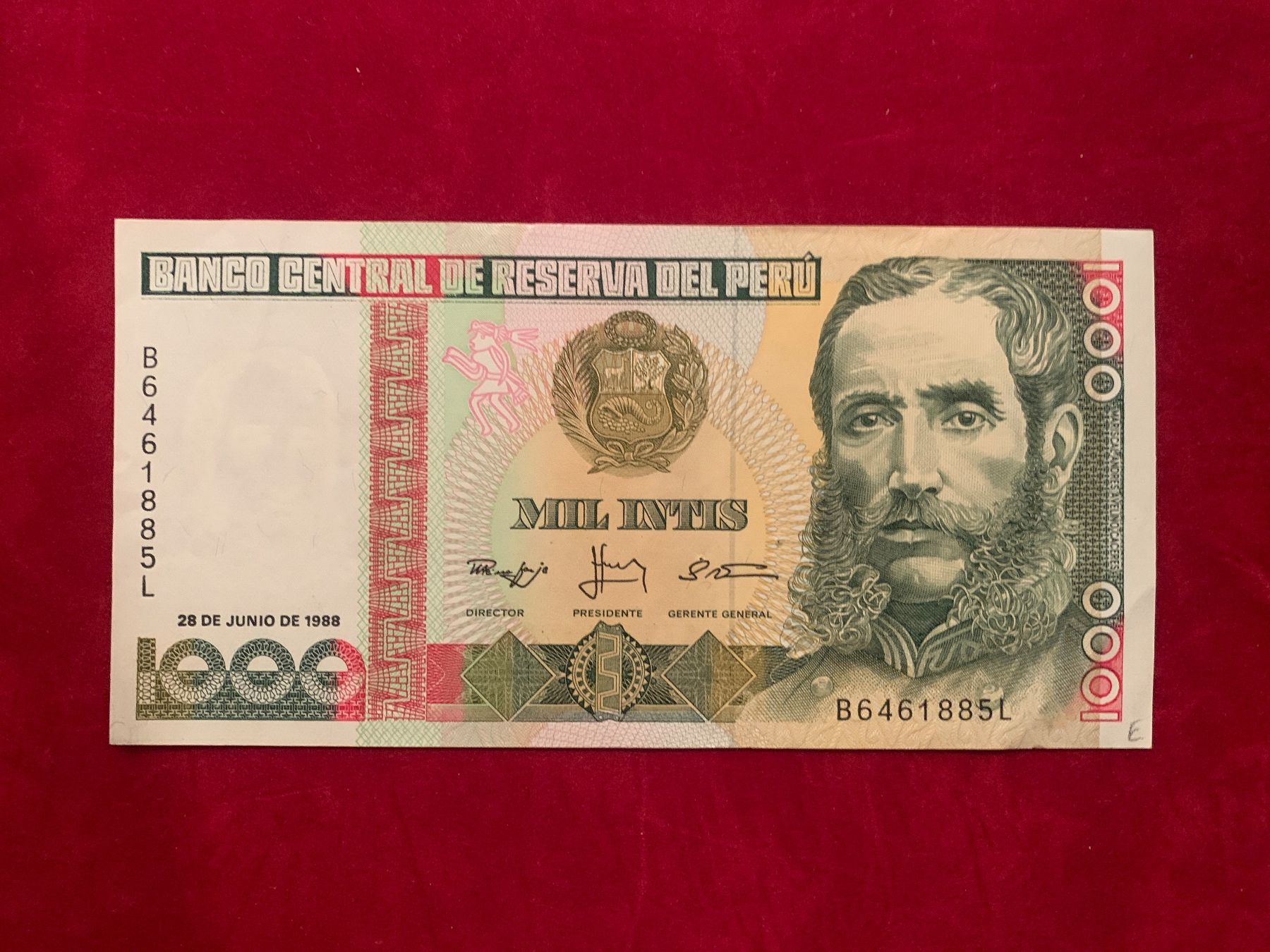 Banconote: PERU - 1000 Intis 28 Junio 1988 - Unzirkuliert / FDC – Nuovo (secondo la descrizione) da Le Lignon venduto da Trikles