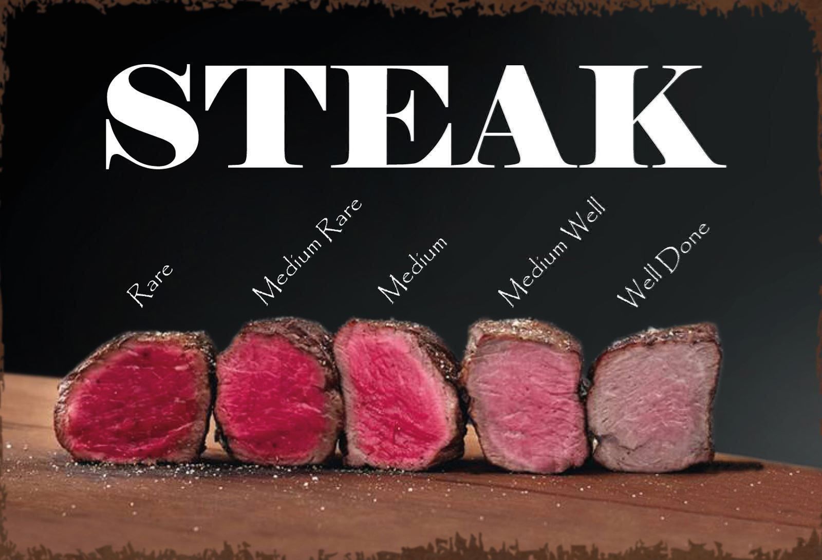 Insegne: Blechschild-STEAK RARE TO WELL DONE – Nuovo e nell'imballaggio originale da Rupperswil venduto da big-one-sale