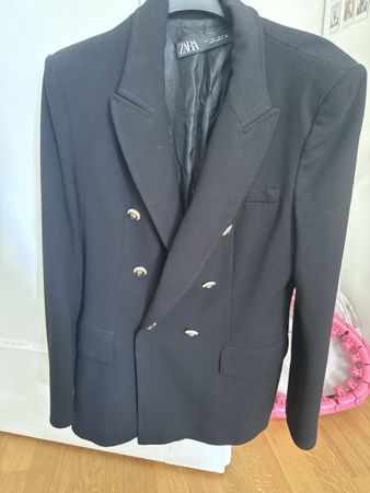 Zara Black Blazer with Gold Buttons - Size L!