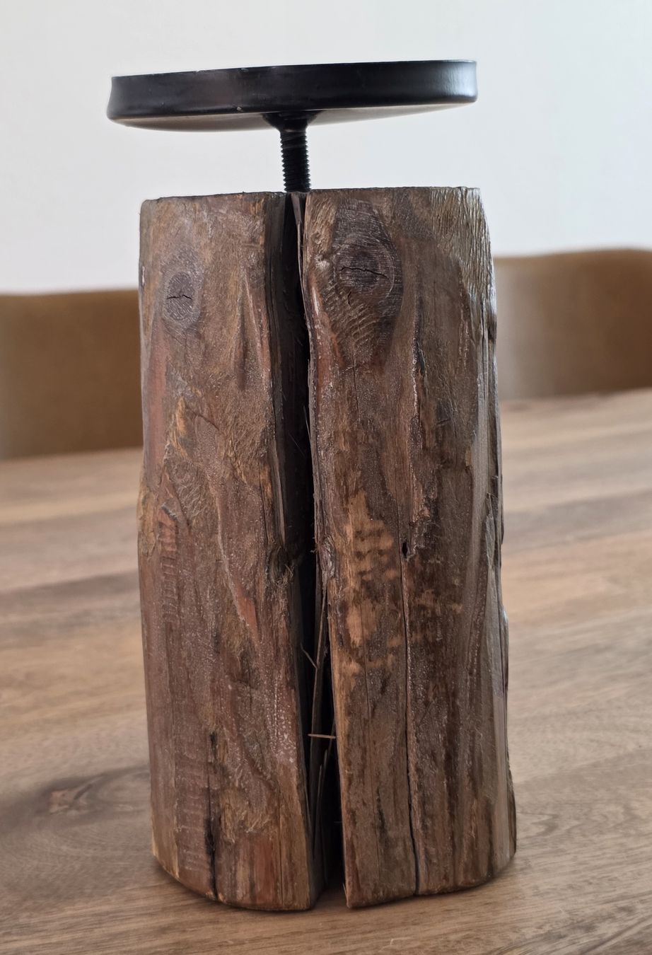 Portacandele: Kerzenständer Holz Baumstamm mit Metallablage – Usato da Rheinsulz venduto da Gilea