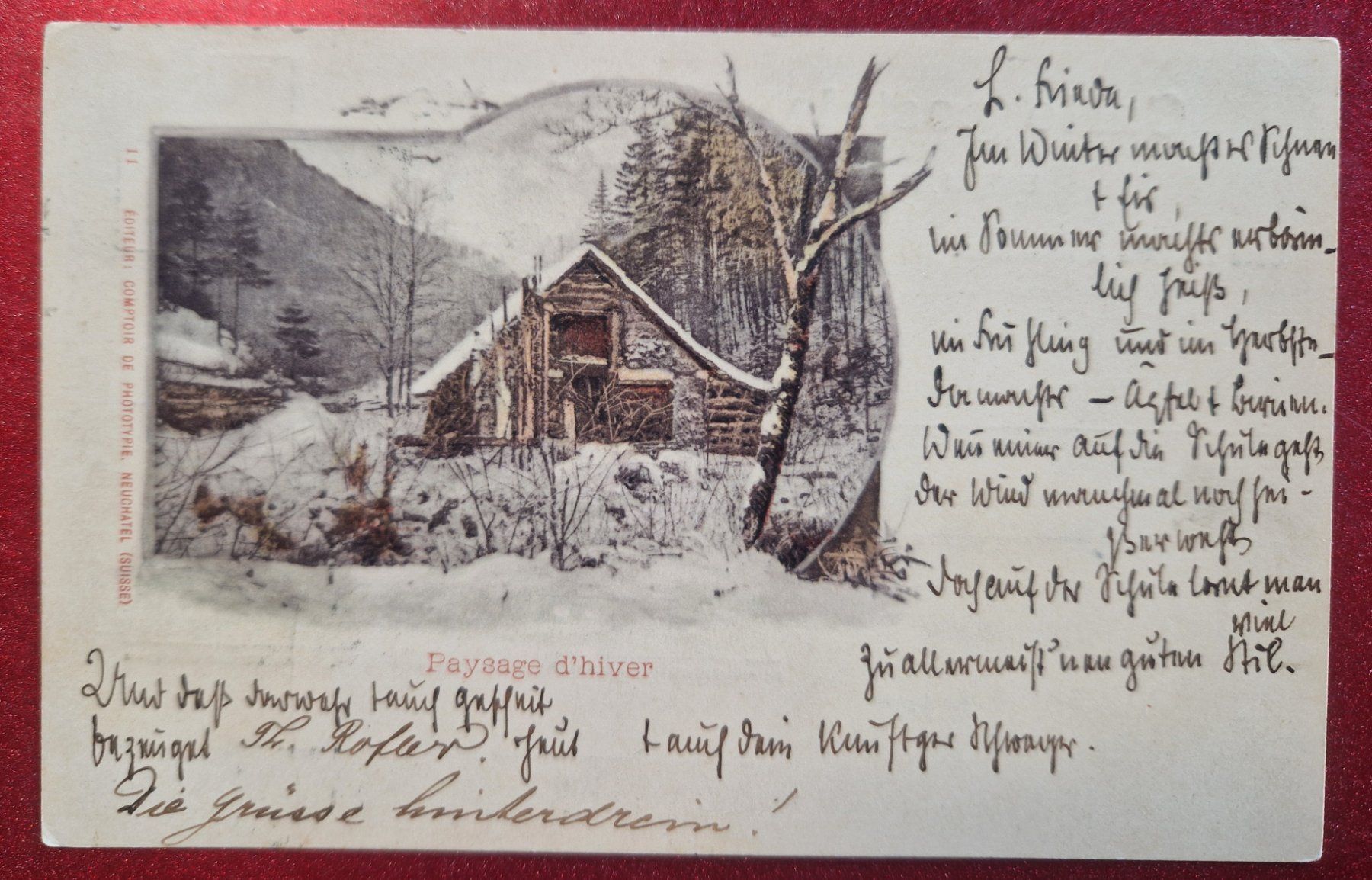 Ansichtskarten: Paysage d'hiver 1898 – Gebraucht aus Melchnau von Arthurius