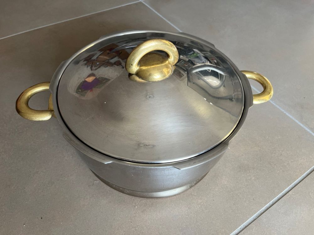 Casserole Kuhn Rikon, inox, 22cm,double fond avec couvercle (Gebraucht