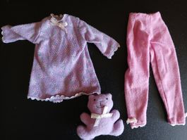 Barbie Kleidung 3-tlg Lingerie Set Pyjama mit Teddy v 1995