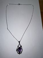 wunderschöne Kette m. Anhänger in Violett Modeschmuck 