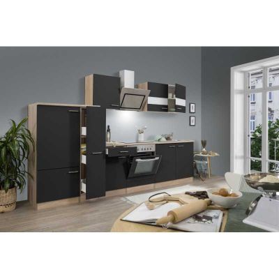 Komplettküchen: 349 - Küchenzeile Küchenblock 300cm Eiche/Sonoma/Schwarz – Neu und originalverpackt aus Wallenwil von toesstalvertrieb 2