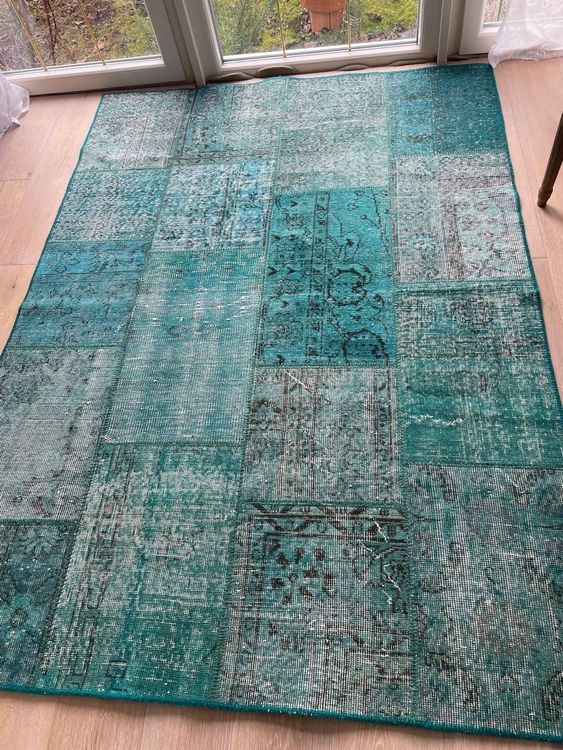 Patchwork Teppich grün/petrol 160 x 210 cm, Pfister, vintage (Gebraucht ...