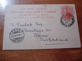 Alte Ganzsache Grossbritannien 1897, Rugby - Bern