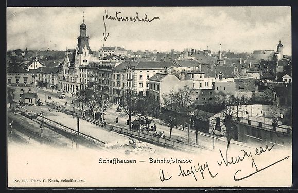 Cartes postales: Schaffhausen, Passanten und Strassenbahn – D'occasion à Berlin par bartko-reher