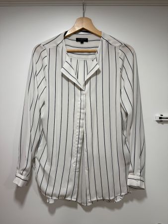 Selected Femme Bluse gestreift, weiss/schwarz, Gr. 34
