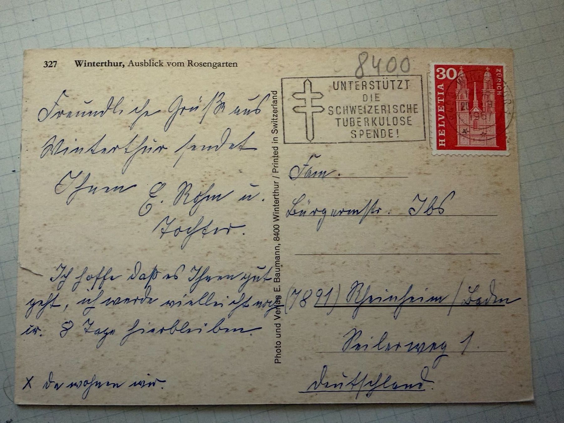 Cartoline postali: WINTERTHUR -  Ansichtskarte – Usato da Tegerfelden venduto da siebenmacky 1