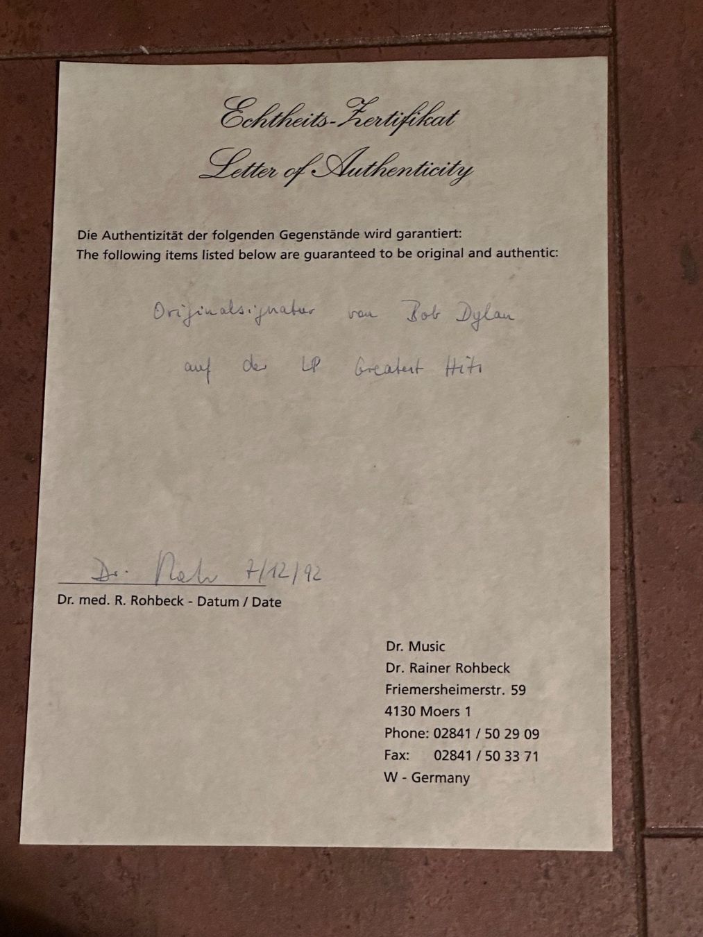 Autografi: Signierte LP von Bob Dylan mit COA – Usato da rafz venduto da Ttt0071 1