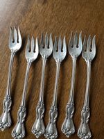 6 solid silver antique pickle forks