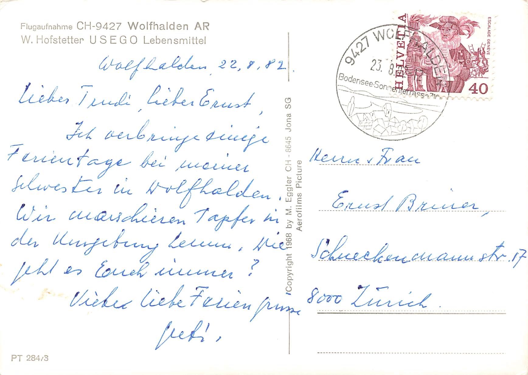 Cartoline postali: Flugaufnahme wolfhalden G – Usato da Biasca venduto da Blenio71 1