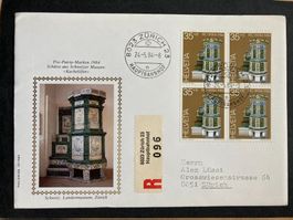 Schweiz 1984 Pro Patria 35 Kachelofen R-FDC Zürich 4er-Block