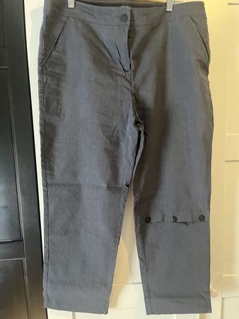 Pantalon Sarah Pacini bleu marine lin viscose taille 4 itali