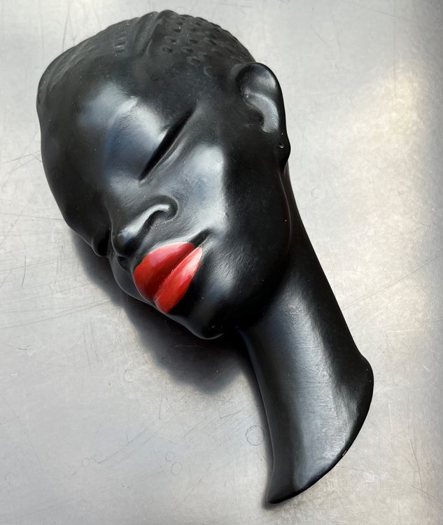 Afroamerikanische Leinwand Wandbild 40x60 Cm – Weiße Blume Auf Schwarzem Frauenkopf, Abstrakte Kunst, Wanddekor