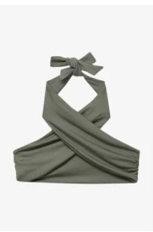 Haut maillot de bain vert kaki pull & bear