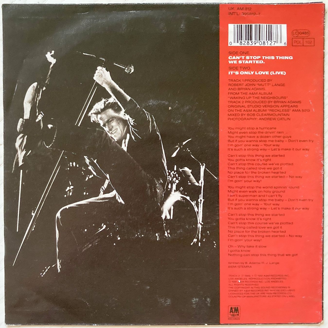 Dischi in vinile: BRYAN ADAMS - CAN'T STOP THIS THING WE STARTED – Usato da Bottens venduto da hotter-than-hell 1
