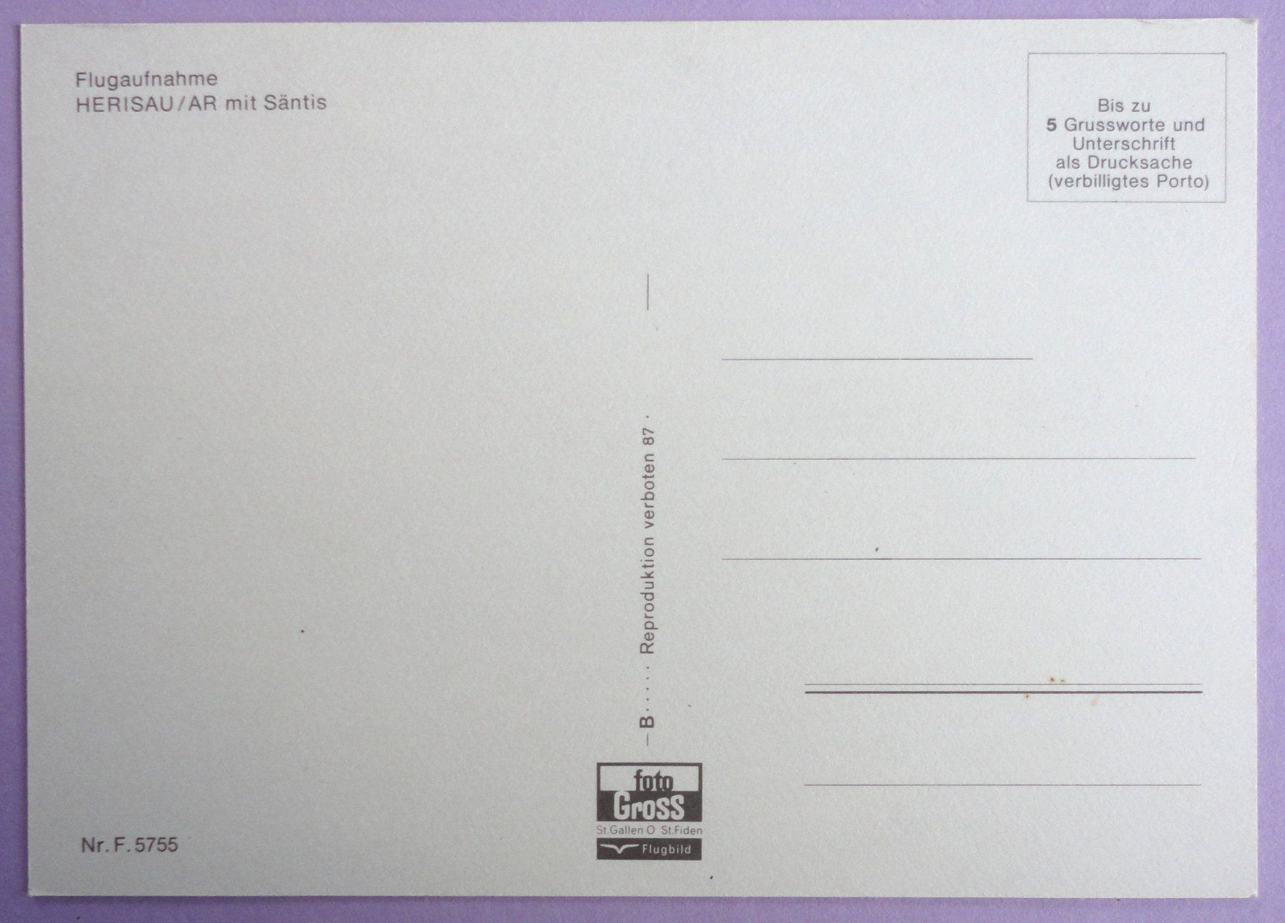 Cartoline postali: Herisau mit Säntis – Usato da Fétigny venduto da Billy2miny 1