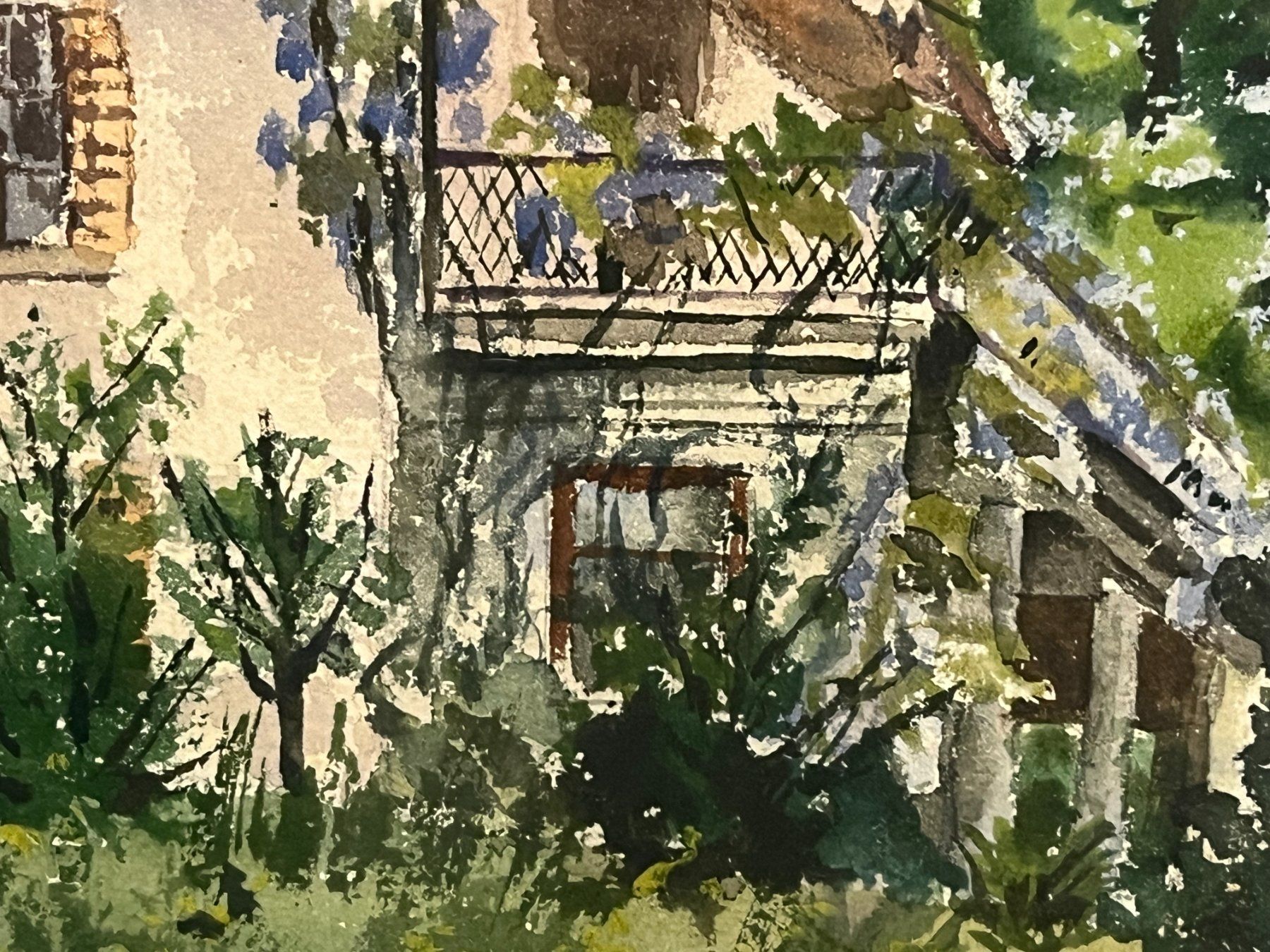 Gemälde: Schweizer Haus, wunderschönes Aquarell im Wald, monogrammier – Gebraucht aus Basel von Kaffee_und_Kunst 3