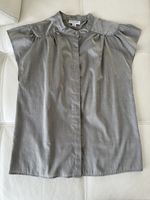 New Calvin Klein Grey Cotton Blend Blouse, Size XS