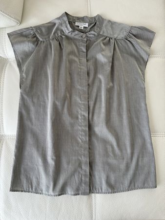 New Calvin Klein Grey Cotton Blend Blouse, Size XS