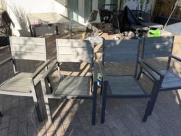 4 Gartenstühle Metall grau