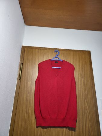 Pull sans manches Paris rouge cachemire XL
