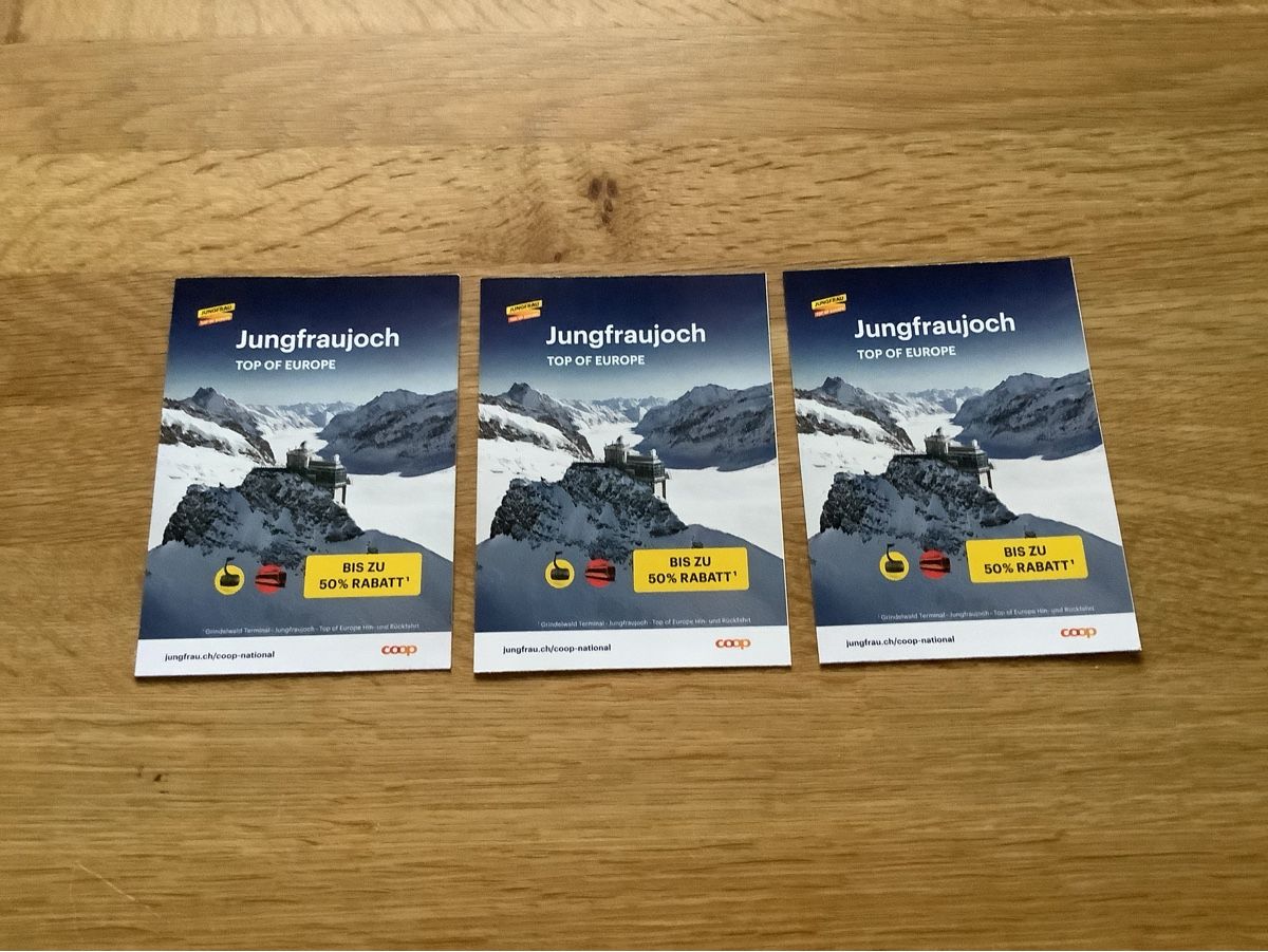 Buoni: 3Gutscheine Jungfraujoch 50% Coop – Nuovo e nell'imballaggio originale da Volketswil venduto da Antonio282
